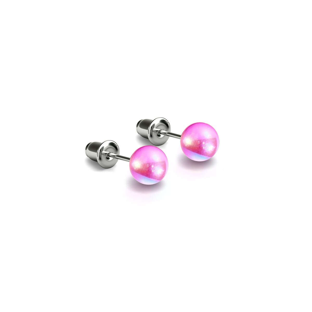 Pink Nebula | .925 Sterling Silver | Galaxy Glass Mini Stud Earrings
